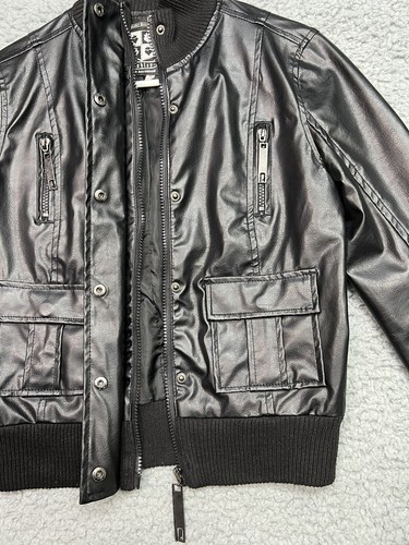 Ashley Jacket Womens Size Small Black Faux Leather Full Zip And Button Biker - Picture 5 of 11
