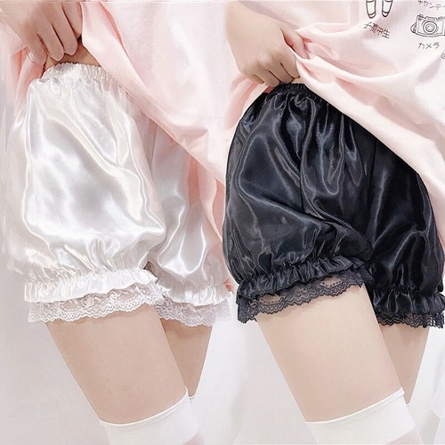 Women's Safety Shorts Ruffles Lace Trim Satin Loose Pumpkin Bloomers Petticoat• - Picture 1 of 16