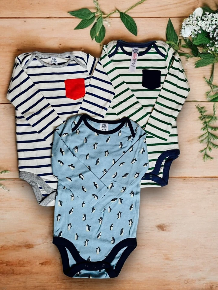 🐧🩵 #26 Baby Boden 3pck Long Sleeve Penguin Print Vest 18-24months 🐧🩵