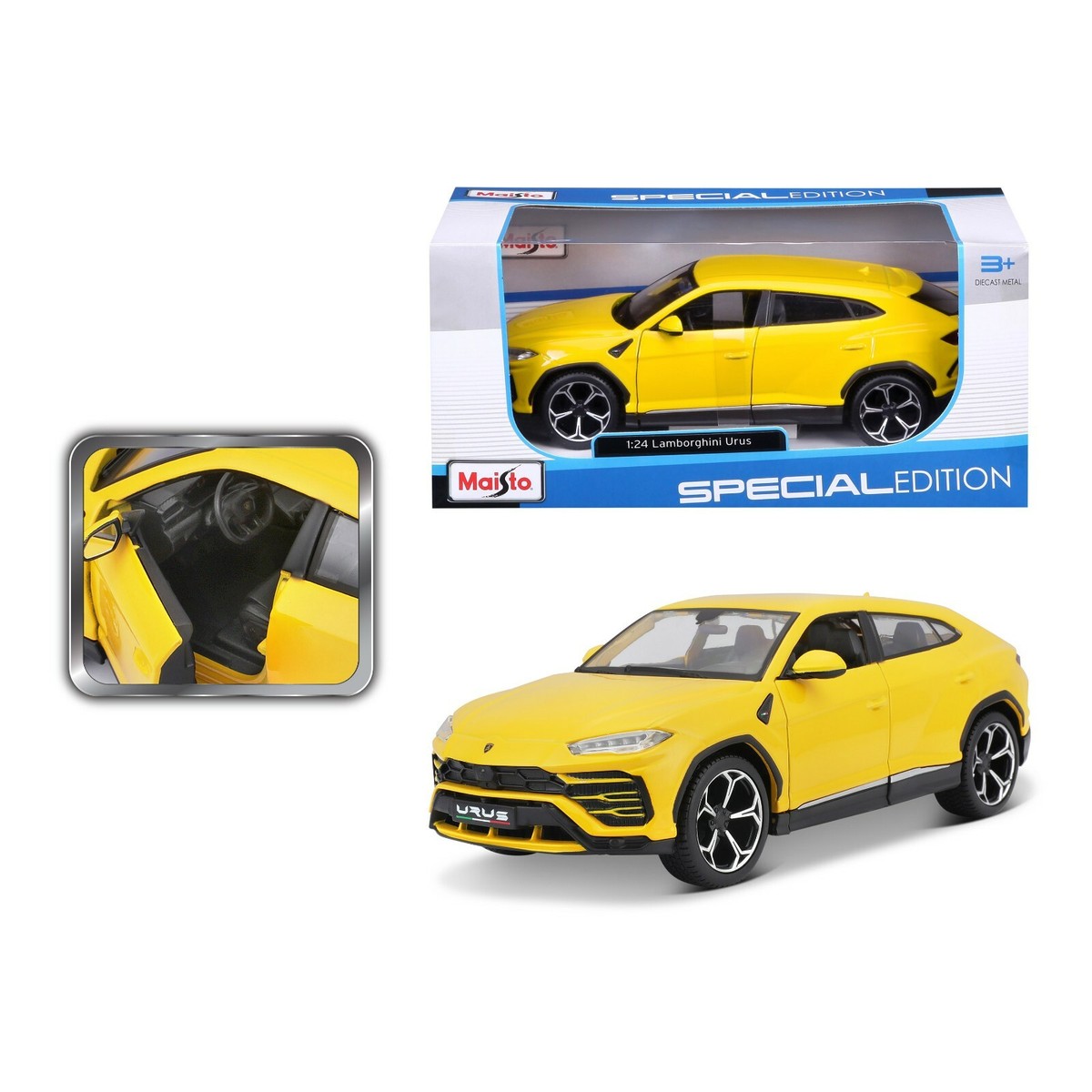 Maisto 31519 Lamborghini Urus 1/24 Diecast Model Car Yellow