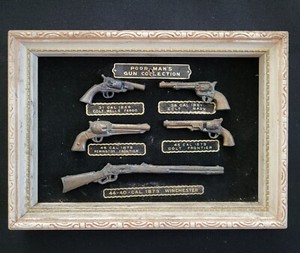 Rare Vintage Poor Man's Gun Collection Framed Colt Winchester Miniatures Japan