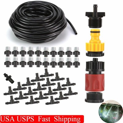 50FT Misting Cooling System Set Outdoor Irrigation Garden Water Mister Nozzles