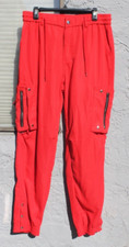 Red Cargo Pants Woman Size XL Elastic Waist Drawstring Zipper Snaps Lightweight