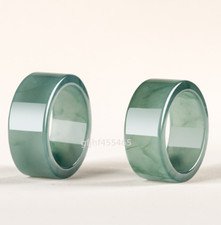 Certified Natural Burma icy Green Blue water Jadeite Ring 10-13 