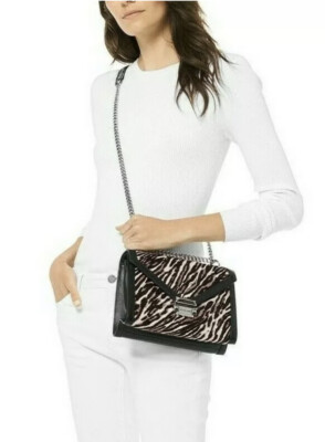 NWT $398 Retail Michael Kors Black Animal Print Whitney Bag
