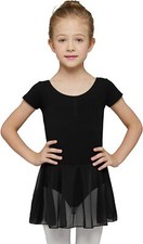 MdnMd Toddler Girls Dance Ballet Leotard with Tutu Skirt Outfit Dress Black A...
