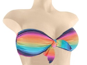 rainbow striped bandeau bikini