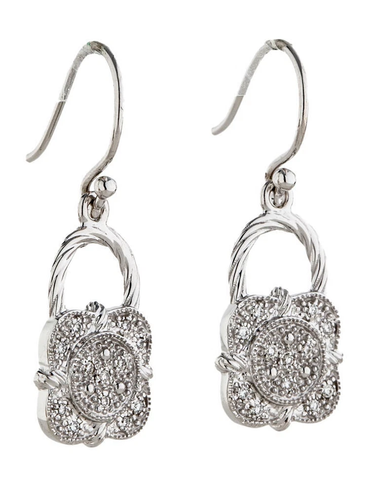 ¡Nuevos aretes colgantes de diamantes de oro blanco de 18 quilates Charriol Flamme Blanche! Foto 2 de 3