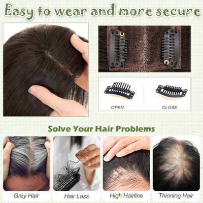 100% Human Hair Topper, 10 Inch, 9x12cm Base, Clip-In for Thinning Hair Amazon.com : Flufymooz Real Human Hair Toppers for women, 10  main image 3