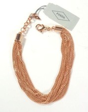 NEW FOSSIL ROSE GOLD TONE,MULTI STRAND THIN CHAIN BRACELET JOA00320791