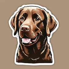 Chocolate Lab Labrador Retriever Dog Breed Cute Adorable 3" Vinyl Sticker
