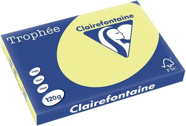 Clairefontaine TrophéE 1307C Hellgelb 120G/M² DIN-A3 - 250 Blatt Farbiges Papier-image
