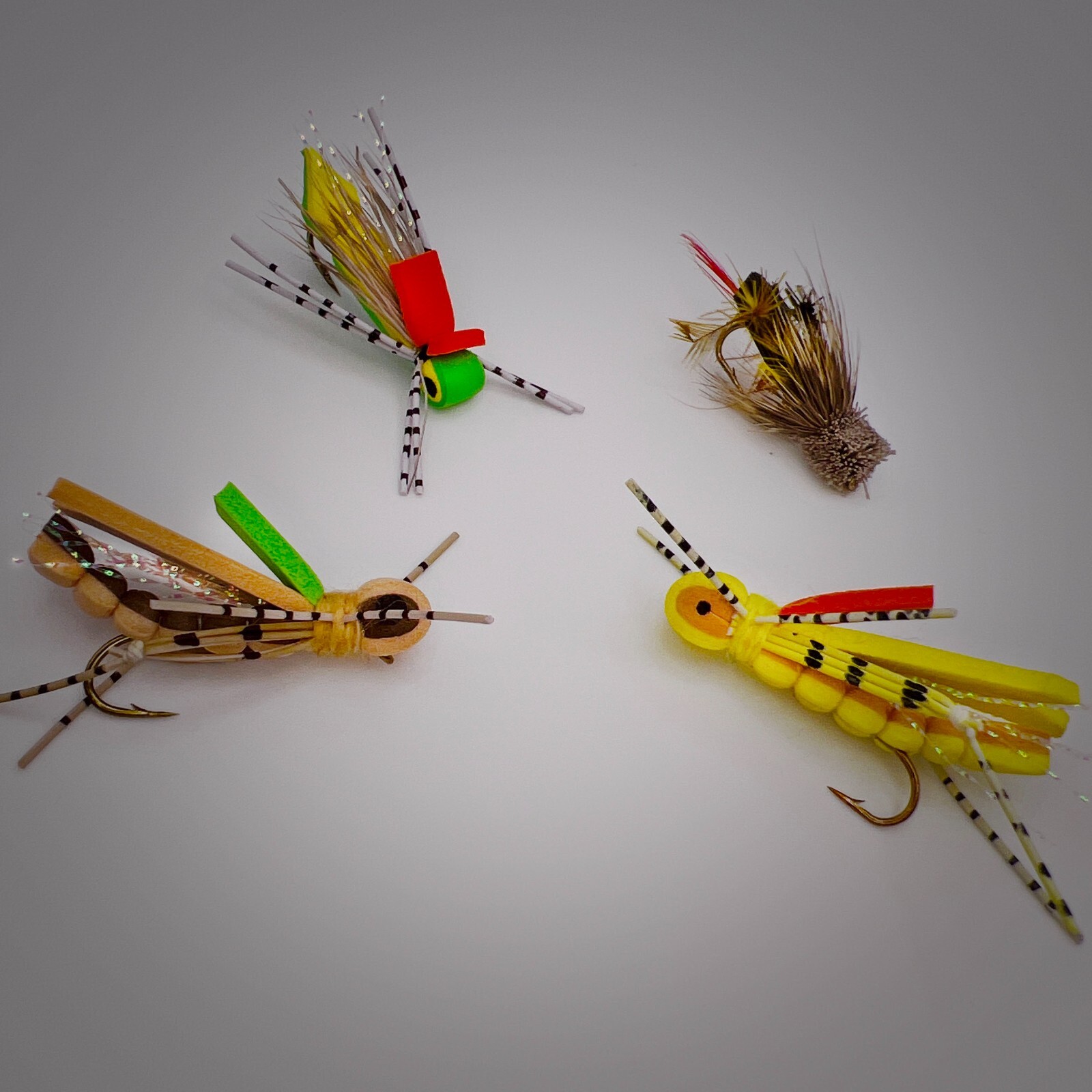 4 pc Topwater Hopper Set Size 10 Fly Fishing Flies for Trout