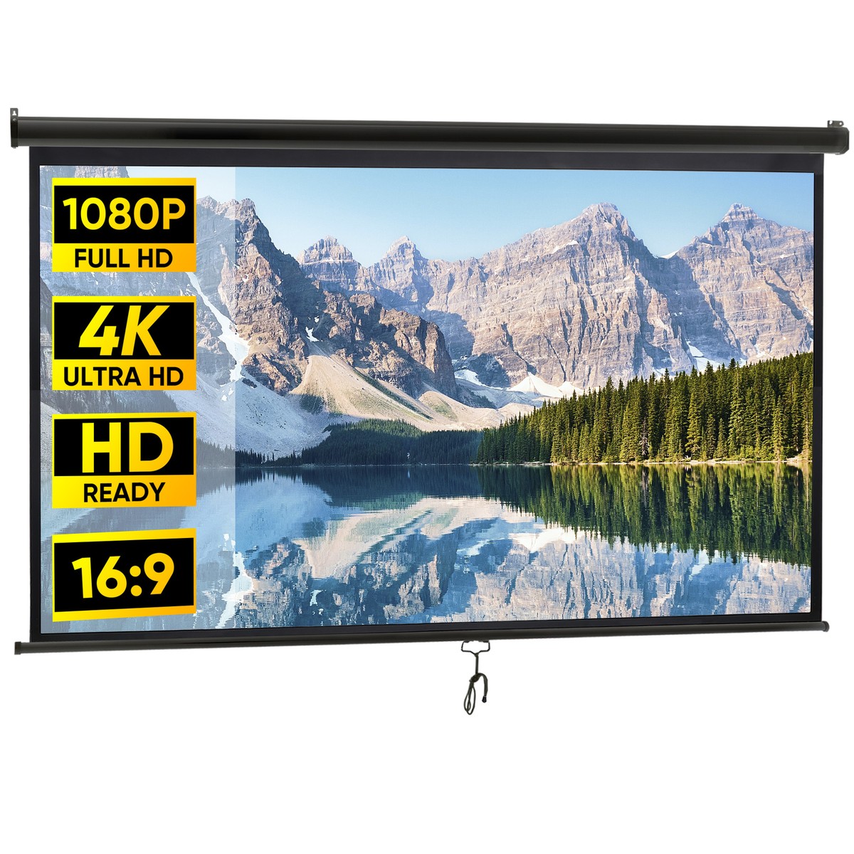 Buy 100 Inch Projection Screen 4K 16:9 HD Pull Down Indoor Outdoor