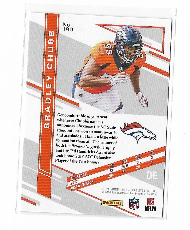 2018 Elite Bradley Chubb Orange RC /25 - Image 2 of 2