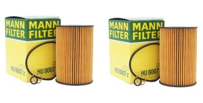 Pair Set of 2 Engine Oil Filters Mann HU8007z For BMW F01 F02 F06 F07 F10 F13