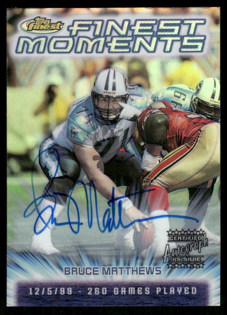 L272 BRUCE MATTHEWS AUTO 2000 TOPPS FINEST MOMENTS REFRACTOR TITANS #FM22