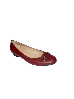 Gucci Horsebit Ballet Flats EU 37.5 Rosso Red Leather Slip On Shoes Authentic