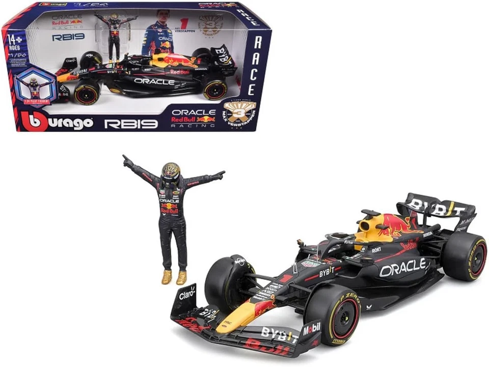 MAX VERSTAPPEN RED BULL RB19 Modello Auto 22cm 1/24 con FIGURA 1/24 22cm F1 - Immagine 2 di 4