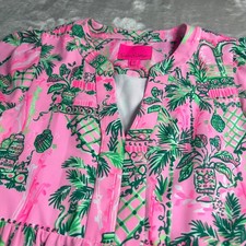 Lilly Pulitzer Women's S Dress Martine Tropical Palm Tiered Shift 3/4 Sleeve