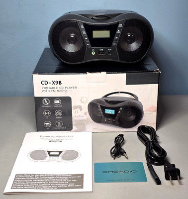 Greadio CD-X9B Portable CD Player w/ FM Radio Bluetooth Aux USB New