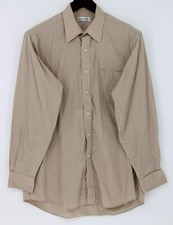Pierre Cardin Dress Shirt Mens 16 34/35 Beige Solid Classic Fit Long Sleeve