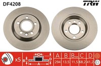 2X TRW Bremsscheibe DF4208 FüR Seat 70B 7DB Sharan 7DK Galaxy Ford T4 70C VW Bus
