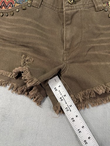Pantaloncini Miss Me donna piccoli marroni taglio invecchiato azteco elastico in vita - Foto 5 di 8