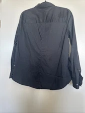 H&M Shirt Womens Large Black Button Down Long Sleeve Stretch Cotton Blend Office