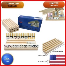 Yuanhe Domino Holder Trays Rack - Set 4 Wooden Tiles Stand Holders Mexican