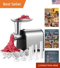 Heavy-Duty 3-in-1 Electric Meat Grinder with Stainless Steel Blades & Tubes