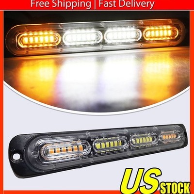 2x Amber/White 24LED Car Truck Warning Hazard Beacon Flashing Strobe Light Bar B