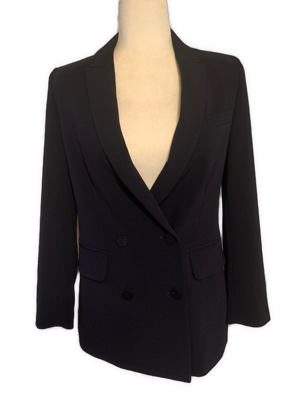 The Fold Authentic Solid Dark Blue Long Sleeve Bl… - image 1