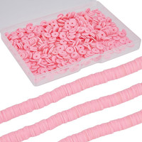 1 Box Mit 1000 StüCk + Rosa Polymer Heishi Perlen 6 Mm Flache Runde Tonperlen Kl