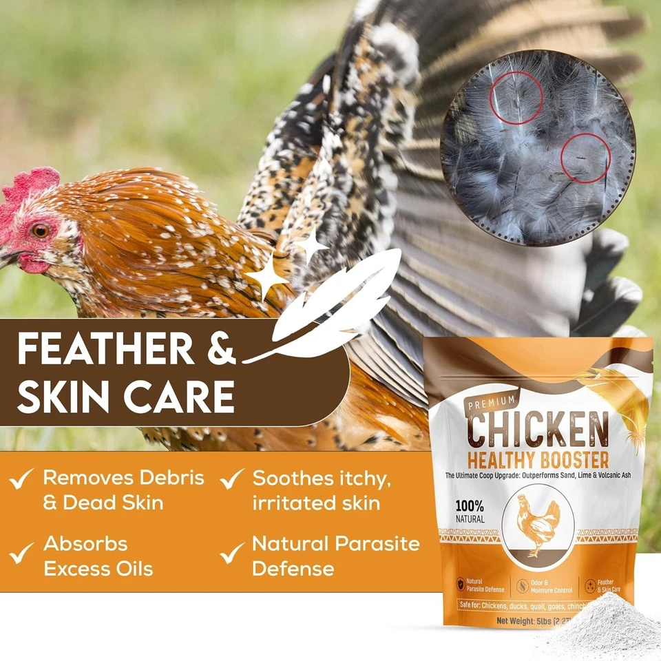 Mezcla de arena para baño de polvo de pollo de 5 lb polvo de aves de corral para el cuidado de plumas y piel control de olores Foto 2 de 4
