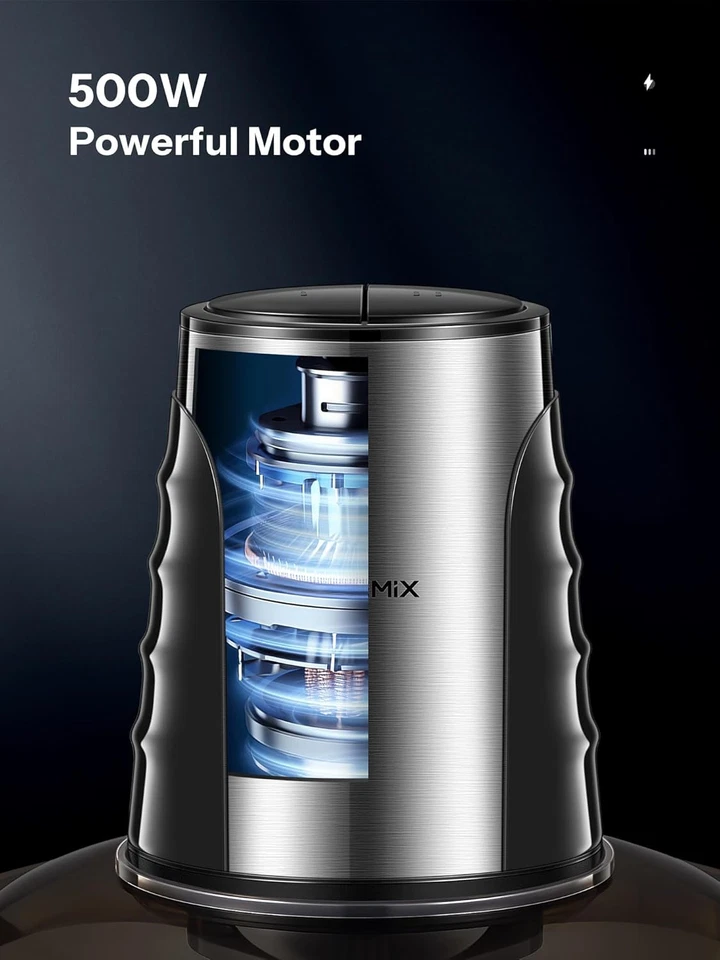 Tritatutto Da Cucina Elettrico Con 2 Grandi Ciotole (3L+3L), Mini Tritatutto Ele - Immagine 3 di 4