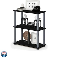 TURN-S-TUBE Storage Shelves, 3-Tier Book Shelf, Corner Shelf, Toolless Open S...