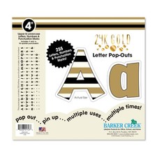 Barker Creek Letter Pop-Outs, 4" Gold, Multicolor Designer Letters for Bullet...