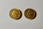 1878 US Gold $3 Indian Princess Head Cuff-Links