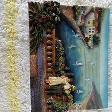 3D Resin Coastal Seaside Village Wall Plaque,...