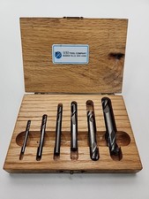 Endmills, 6 piece set, Various Sizes , With SGS Oak Storage Box, Used Condition