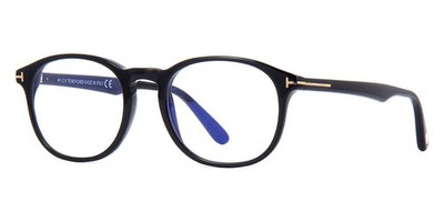 TOM FORD FT5680-B 001 Eyeglasses Black Frame Blue Block Lenses 51mm