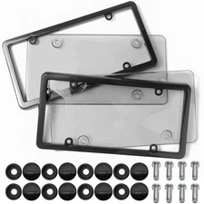 2X Unbreakable  License Plate Covers+Frames Auto Tag Shield Protector Front Rear