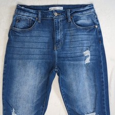 KanCan for Maurices Women's Jeans Size 29 Blue Stretch Raw Hem Distressed