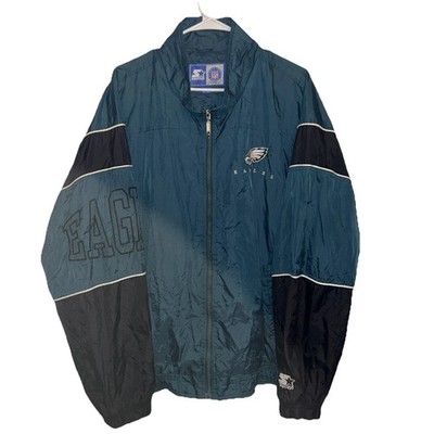 VTG Philadelphia Eagles Zip Up Starter NFL Windbreaker XL Green & Black Go Birds