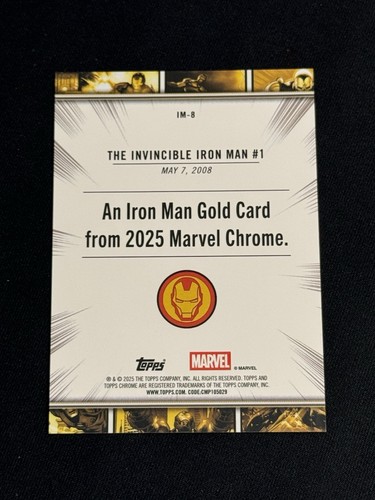 2025 Topps Chrome Marvel Iron Man Gold Card Refractor #IM-8 - Picture 2 of 2