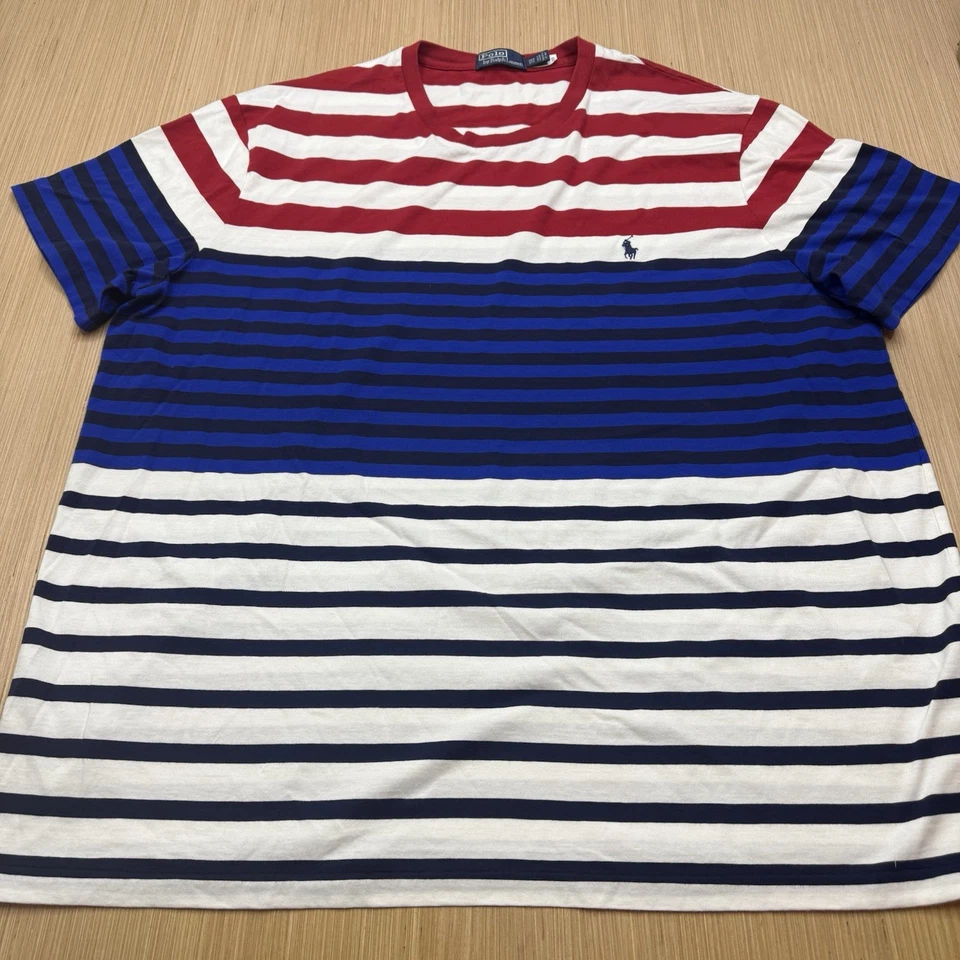 Polo Ralph Lauren рубашка 2XB красный белый синий полоски Джерси футболка морской - Изображение 2 из 4