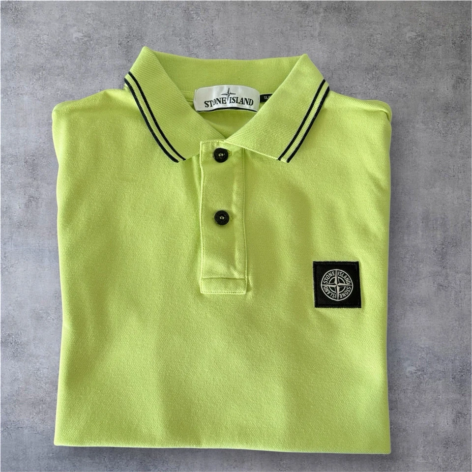 Camisa Polo Stone Island Amarillo Lima Junior M Se Ajusta a Adulto S - Parche Logo Foto 2 de 4