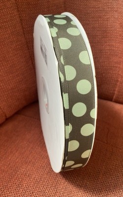 22 mm Ripsband - Olivgrün mit einem großen grünen Punkt - 100 Yards Rolle