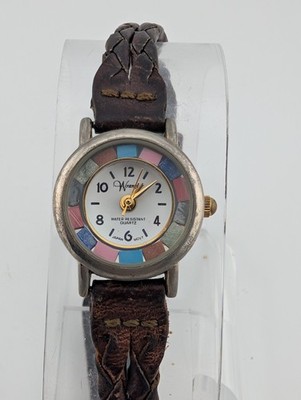 Vintage Wrangler Watch Women 20mm Case Stone Bezel Braided Band- New Battery